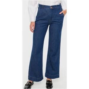 J.Crew Women's Coastal Navy Wash High Rise Wide Leg Denim Trouser Jeans - 28